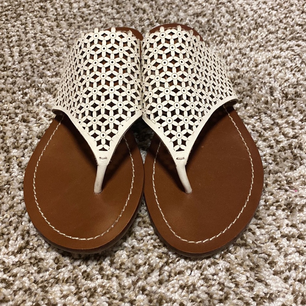 Tory Burch white flip flops